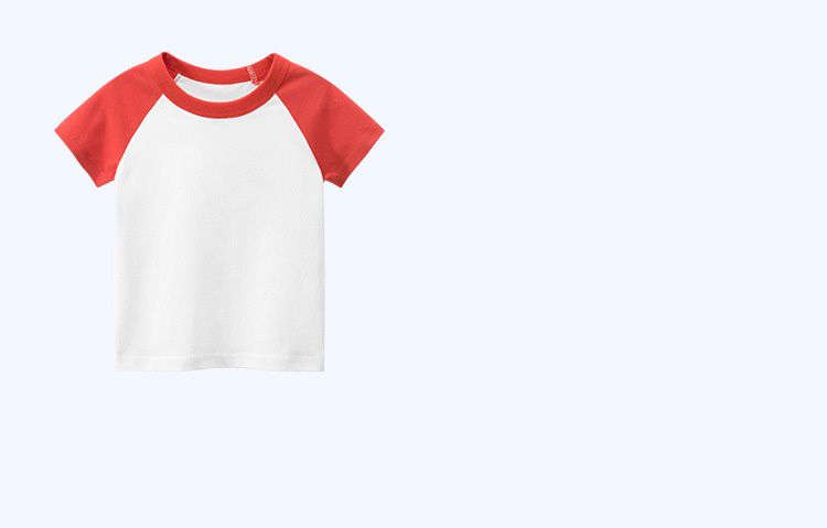 純棉短T-拼接款-藍+白