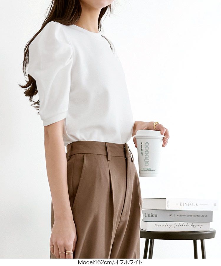 日本 Kobe Lettuce - 優雅抓皺羊腿袖上衣-黑