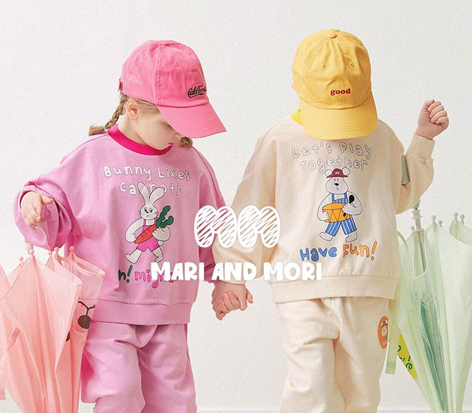 韓國 WALTON kids - 鬆緊腰山形印花休閒長褲-深灰