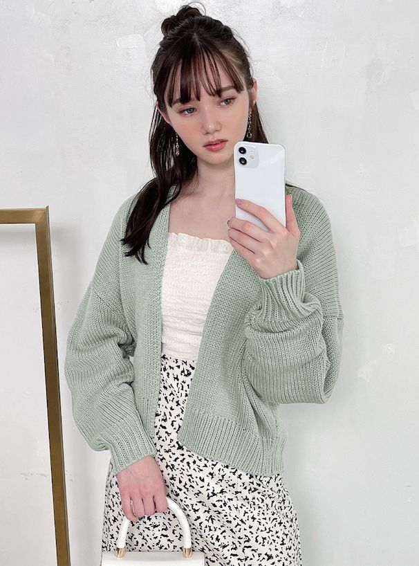 日本 GRL - 甜美開襟短版針織外套-淺卡其 (F)