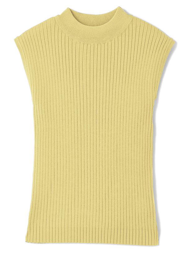 日本 GRL - 圓領百搭彈性無袖上衣-黑