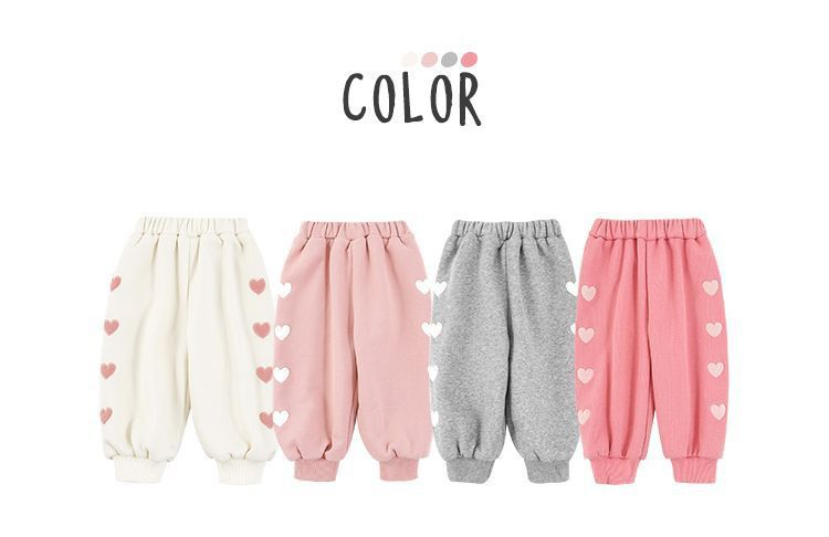 TONGMO - 腰鬆緊運動束口長褲-側邊愛心-桃粉色