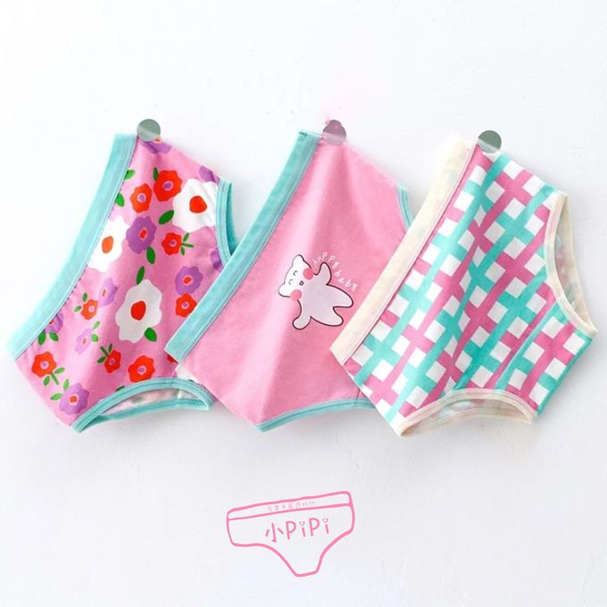 小 pipi - 有機純棉兒童三角內褲3件組_女童-繽紛小熊