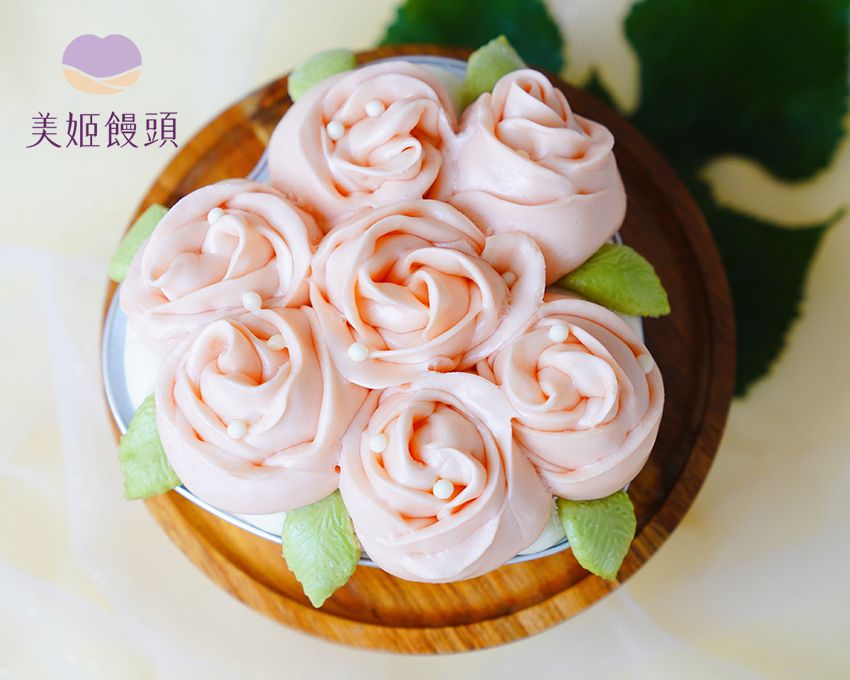 美姬饅頭 - 6吋全素玫瑰花蛋糕造型饅頭 (1入)-300g