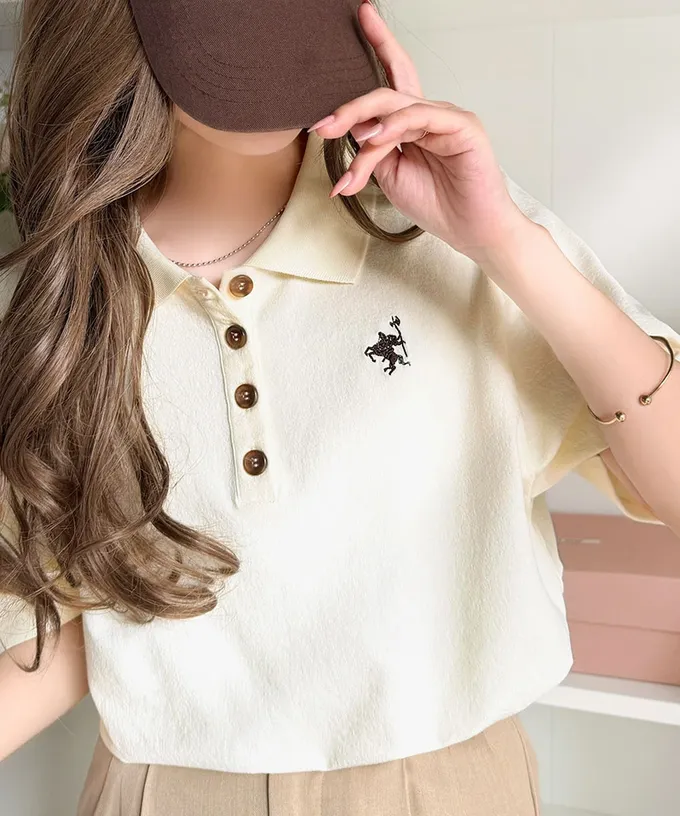 日本 Classical Elf - 素雅經典logo刺繡短袖POLO衫-黑