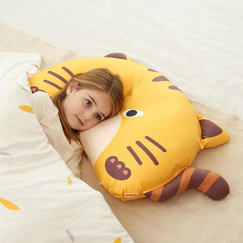 韓國 Hello HiZoo - 手工製動物夥伴防蟎抗菌兒童枕-好奇貓 (大W50xH70cm)