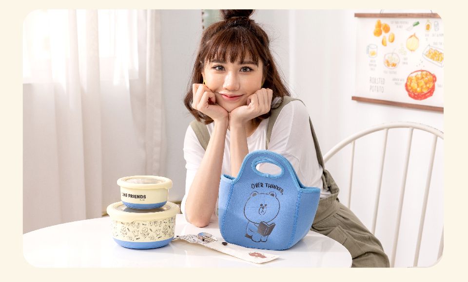 Hiromimi - LINE FRIENDS 304不鏽鋼保鮮碗6件組-讀書款-1001-1200ml