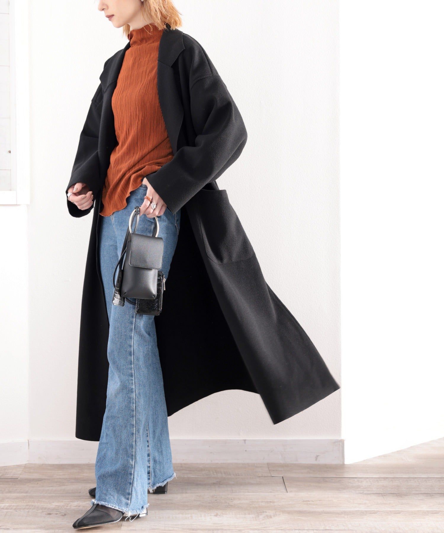 日本 Classical Elf - 光澤感木耳邊薄長袖上衣-酪梨綠