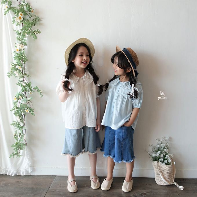 韓國 Jmsnail - 鬆緊腰褲管剪裁抽鬚牛仔褲-深藍