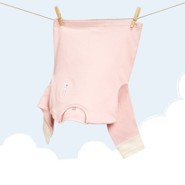 Minizone - 拼色圓領長袖上衣-溫柔兔兔-黃色