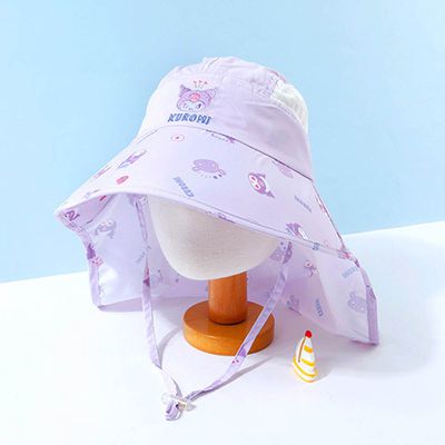 韓國配件連線 - 大帽簷卡通造型網眼遮陽/遮脖帽-卡通人物庫洛米-淡紫 (頭圍約52~54cm)