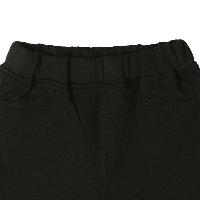 akachan honpo - 10分長經典褲 裏起毛-一般合身款-黑色