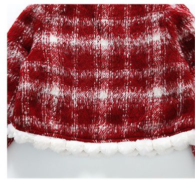 小香風綿綿雲朵連身裙套裝-背心裙+長袖外套-紅色