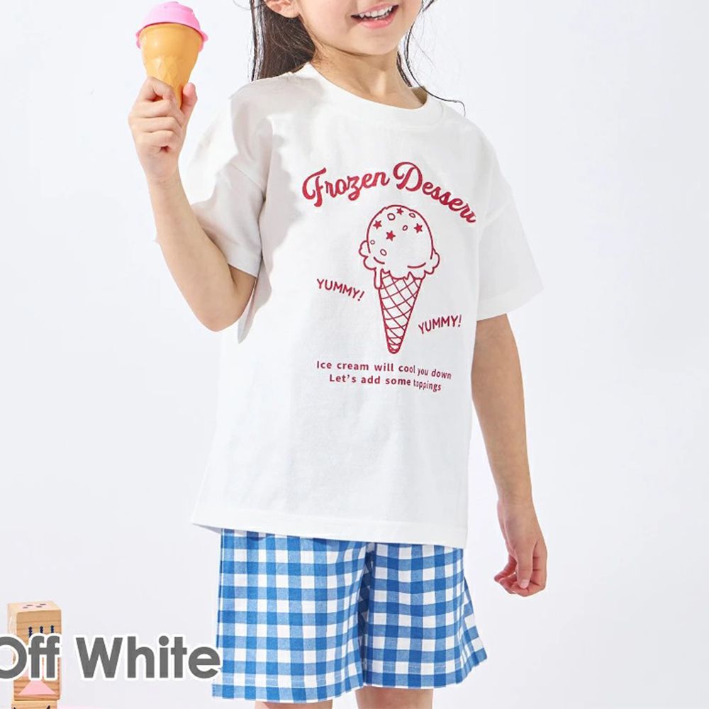 純棉甜美風短袖家居服套裝-冰淇淋-藍x白