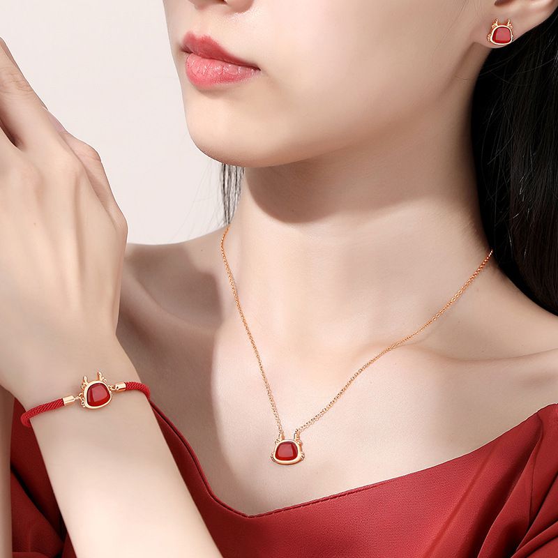 開運招財紅瑪瑙十二生肖紅繩手鍊-羊-紅色 (15.5cm+4cm延長鏈)