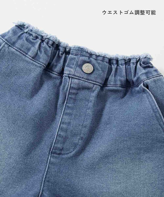 日本 devirock - Raku Denim蝴蝶結印花牛仔短褲-藍