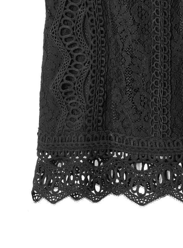 日本 GRL - 優雅鏤空蕾絲無袖上衣-時尚黑