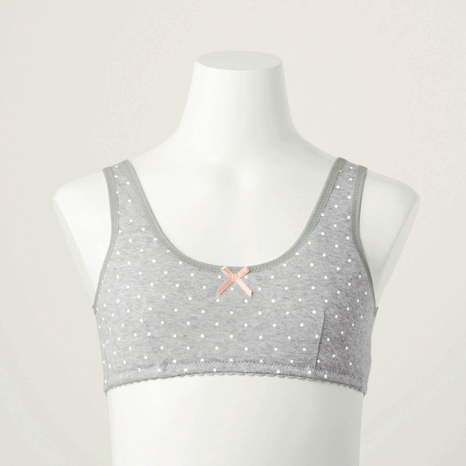 日本 Hummingchouchou - 100%棉 附Bra少女內衣/內搭胸衣-蝴蝶結-米白