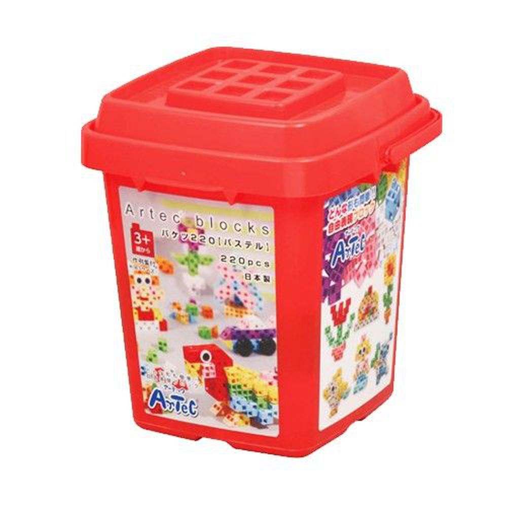 日本 Artec - 積木桶裝(基本色系-紅色系)220PCS