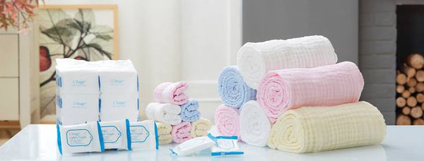 知名月中愛用品牌！美國 L'Ange 棉之境 純綿紗布小方巾、浴巾