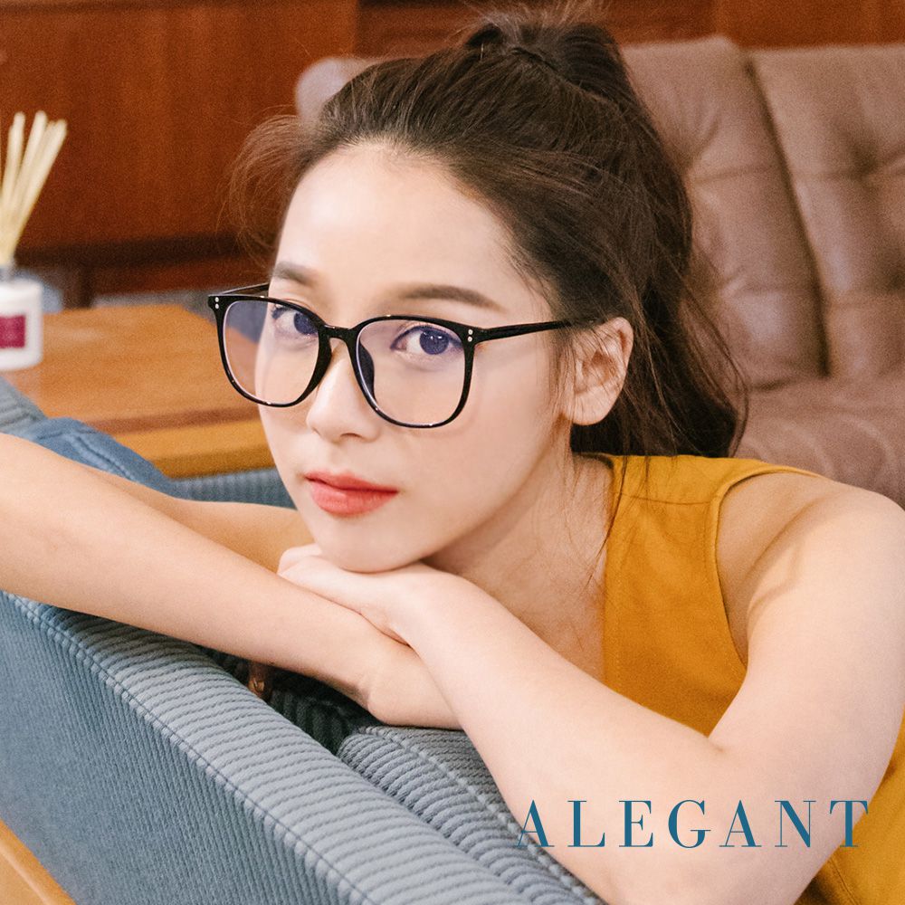 ALEGANT - 日雜經典百搭款TR90輕量森林黑色方框UV400濾藍光眼鏡