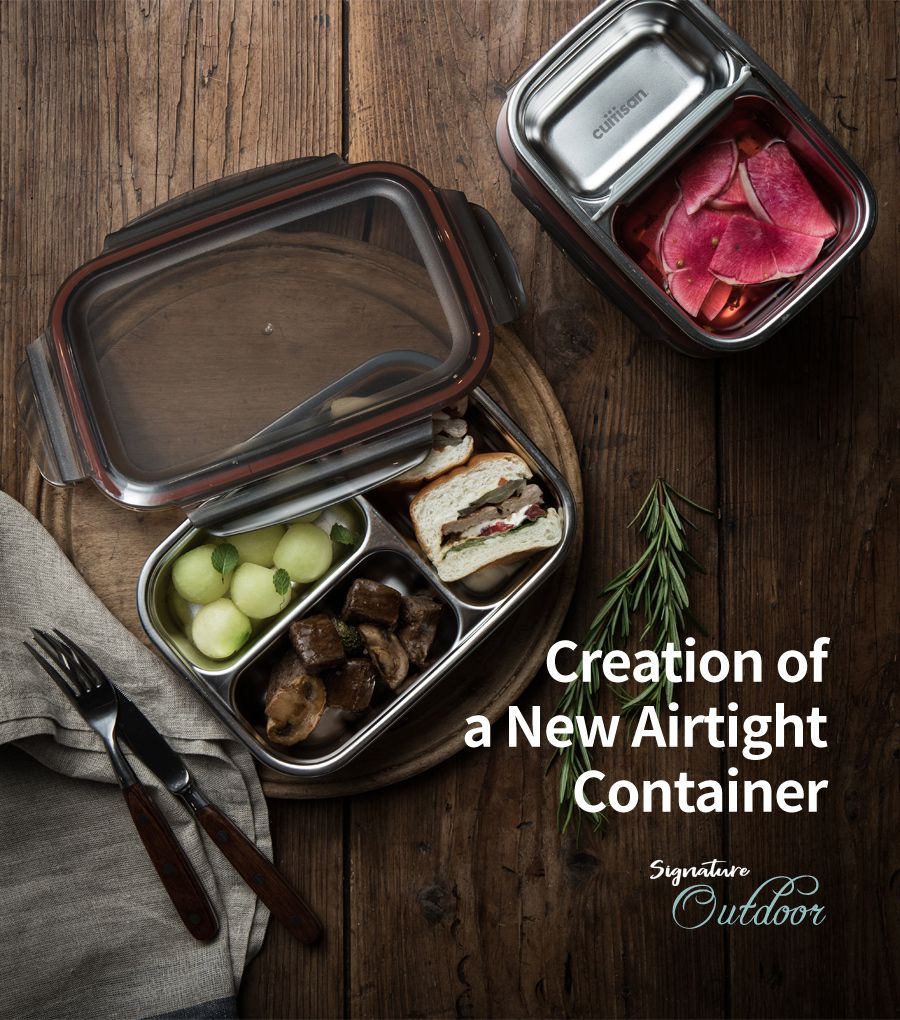 韓國 CUITISAN 酷藝師 - 304可微波不鏽鋼保鮮盒-單人兩入組-初行系列-980ml*1+370ml*1