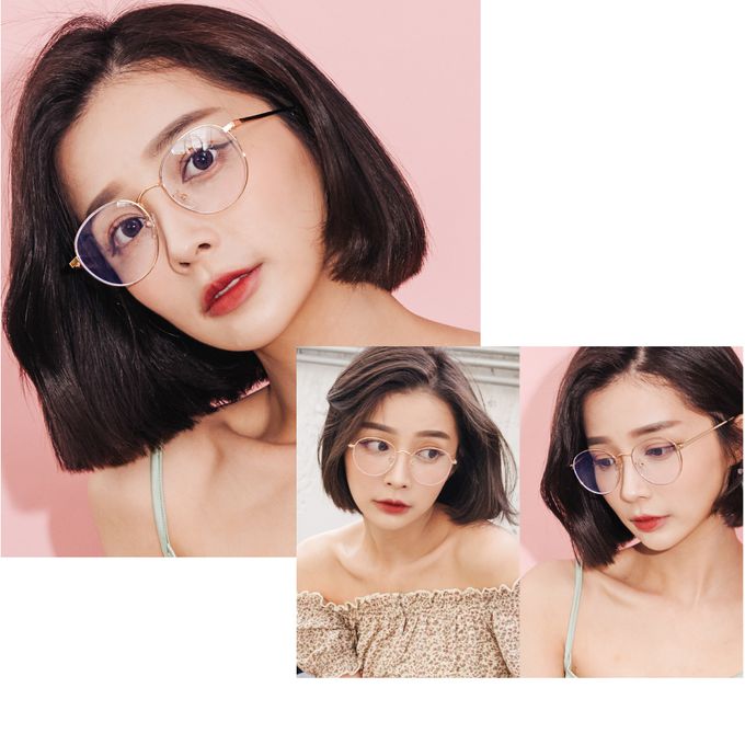 ALEGANT - 仿舊感繆斯金色圓框UV400濾藍光眼鏡