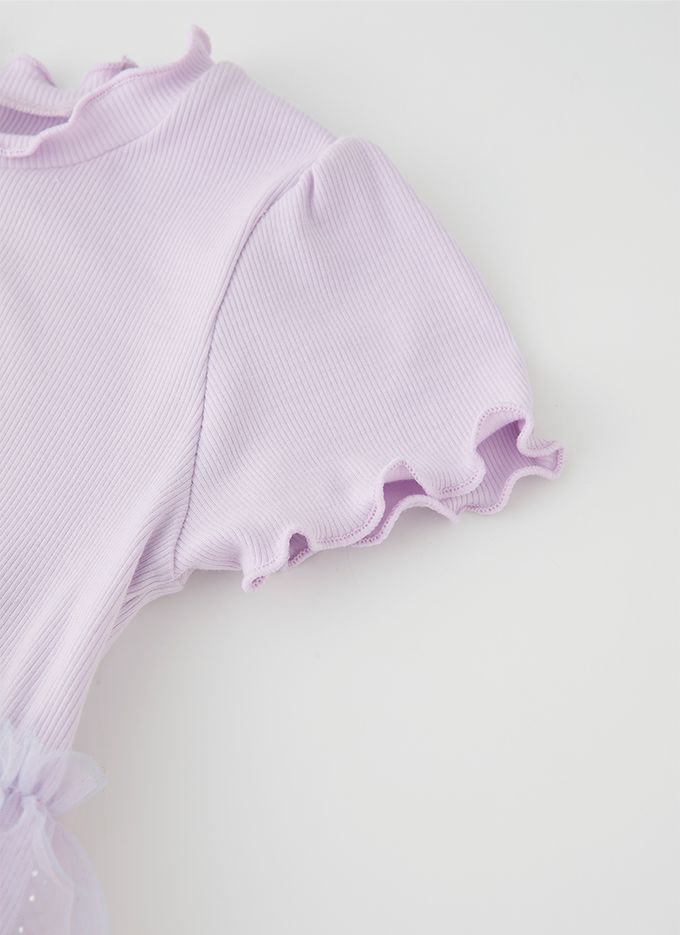 韓國 OZKIZ - 心型亮片夢幻網紗拼接洋裝-薰衣草紫