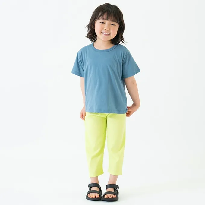 日本 petit main - 100%棉 清新印花短袖上衣-向日葵-鮭魚粉