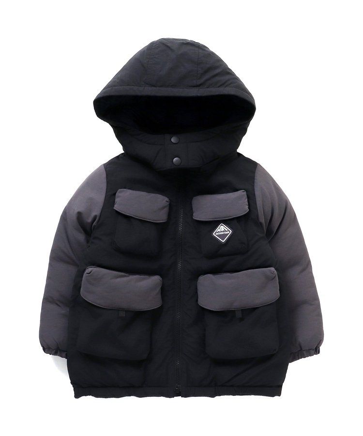 日本 BREEZE - 多口袋頂級保暖鋪棉連帽外套-卡其