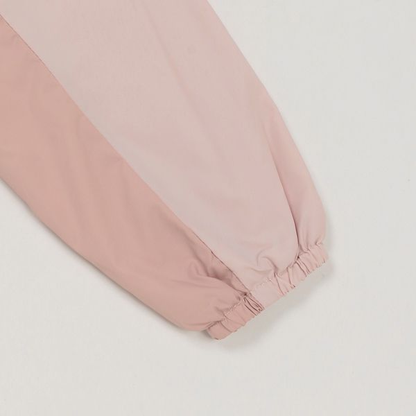 日本 petit main - 拼接雙色連帽輕量防風外套-淺黃x薄荷