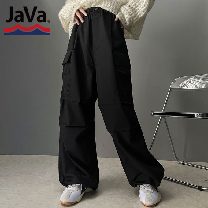 日本 Classical Elf - 美式休閒多口袋抽繩工裝褲-黑