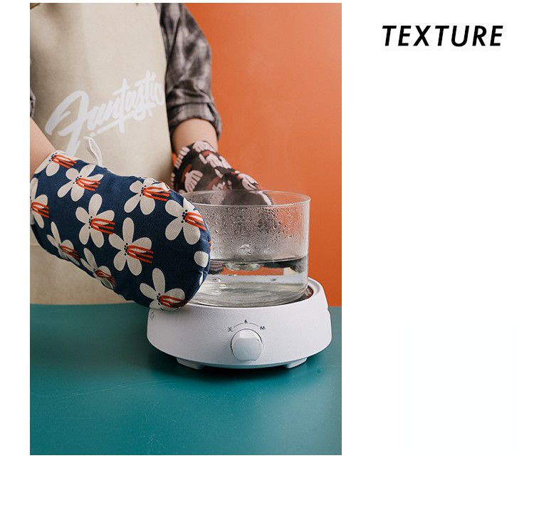 可愛文藝風隔熱手套-藍色花瓣-單入