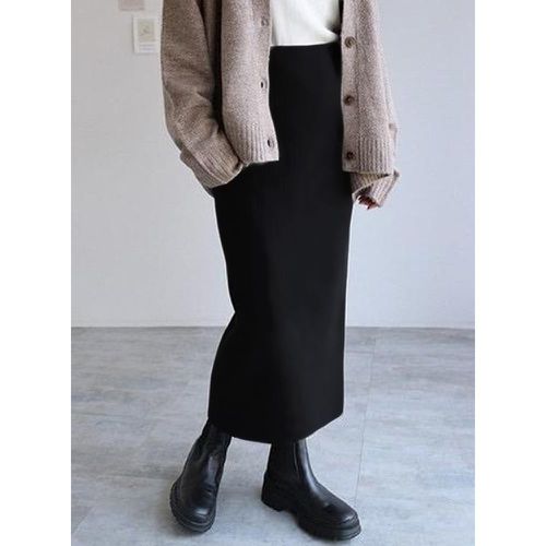 日本 GRL - 秋冬定番柔軟針織長裙-黑