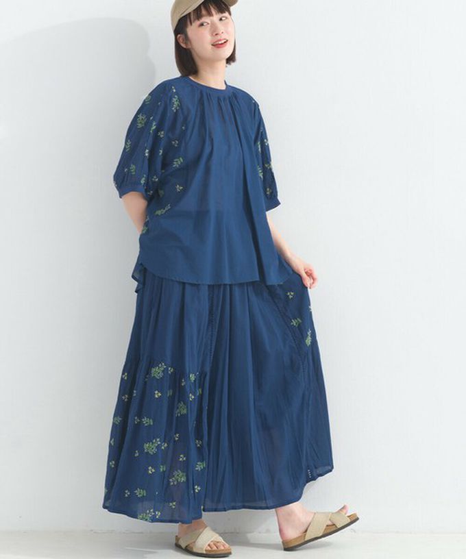 日本 Lupilien - 100%印度棉 優美植物刺繡長裙-紫