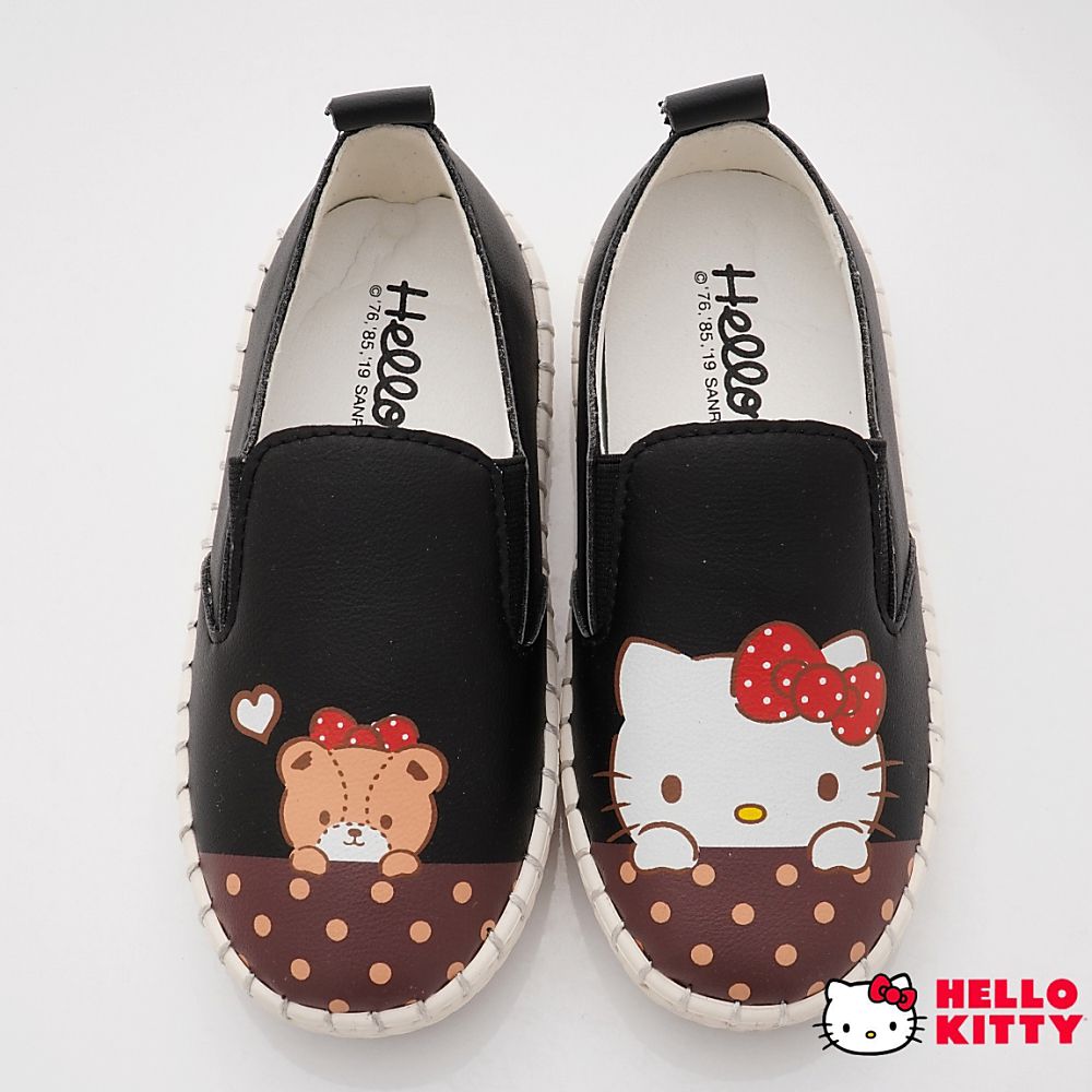 HELLO KITTY - 凱蒂貓皮質不對稱休閒鞋款(中小童款)-黑