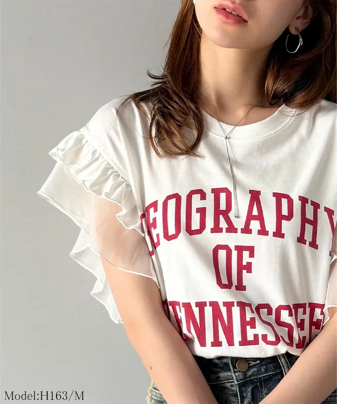 日本 Classical Elf - mily bilet 可愛學院風雙層荷葉短袖上衣-白