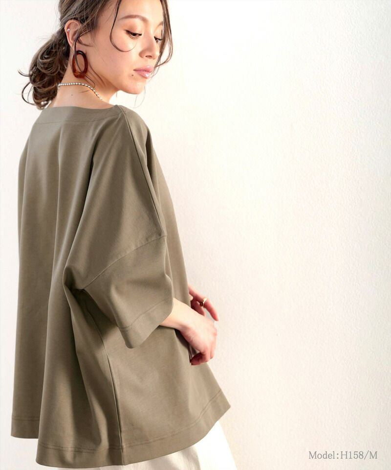 日本 Classical Elf - 船領顯瘦落肩五分袖上衣-黑