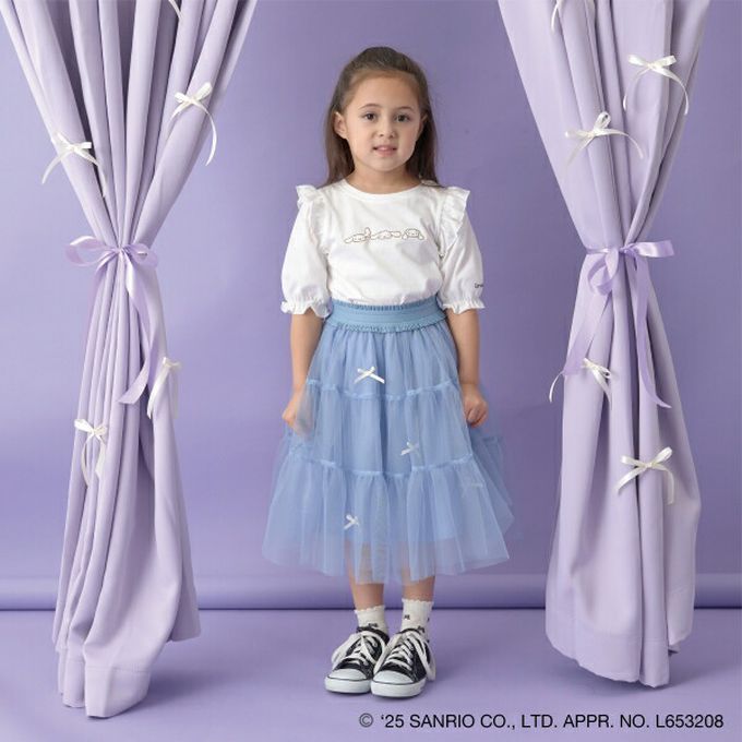 日本 Lycee mine - 可愛刺繡星星鏤空短袖上衣-卡通人物酷洛米-紫丁香