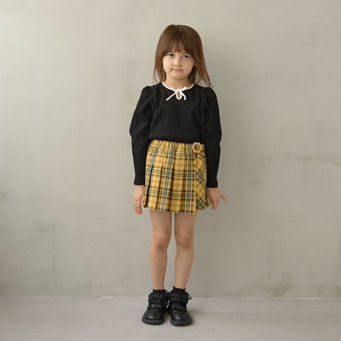 日本 Lycee mine - 領口滾邊綁帶澎澎長袖上衣-白