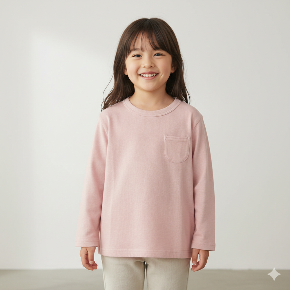 長袖經典T恤-天竺材質-粉紅色