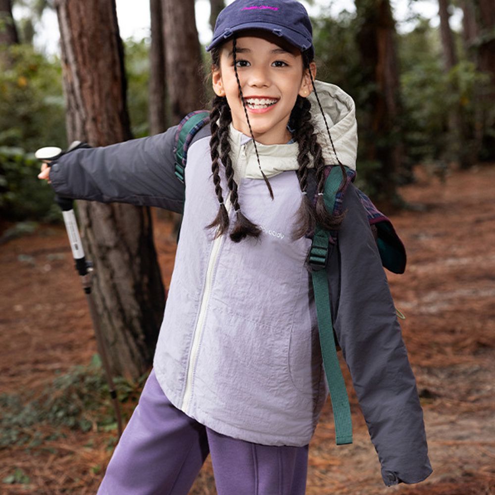 4級防水杜邦SORONA鋪棉連帽外套-拼色紫