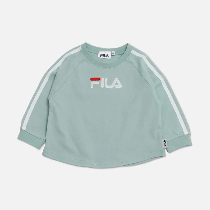 日本 Chil2 - FILA聯名 品牌刺繡長袖上衣-LOGO-卡其棕