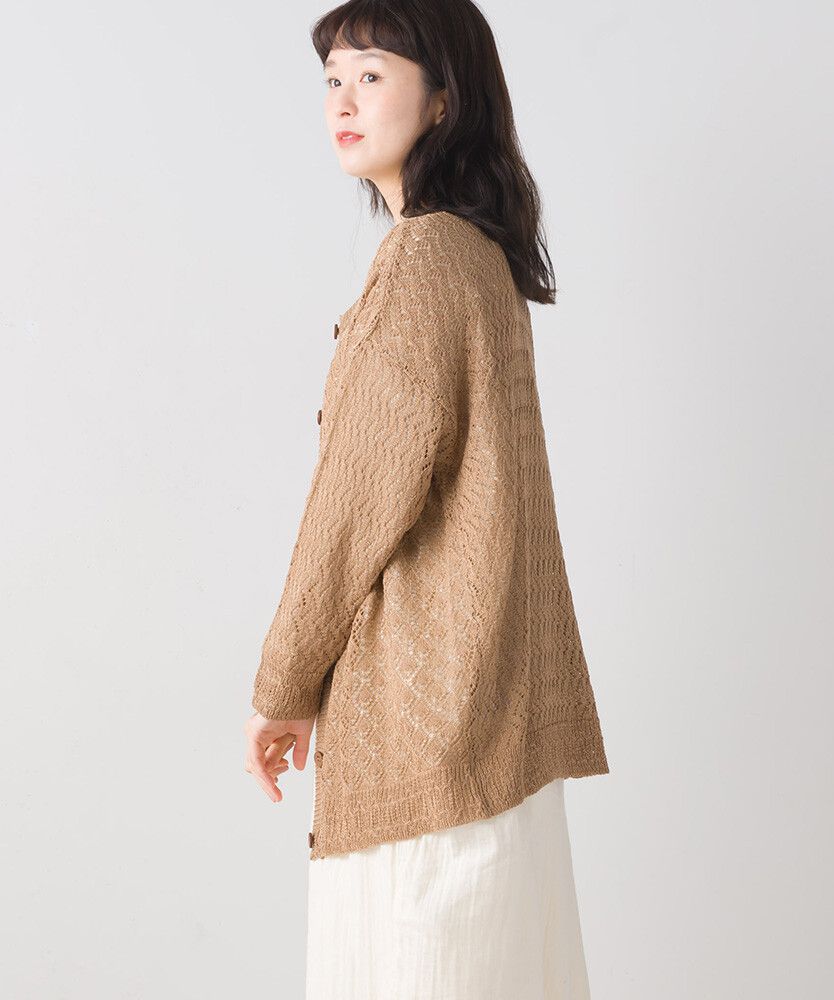 日本女裝代購 - 2WAY幾何鉤針編織薄外套-石墨灰