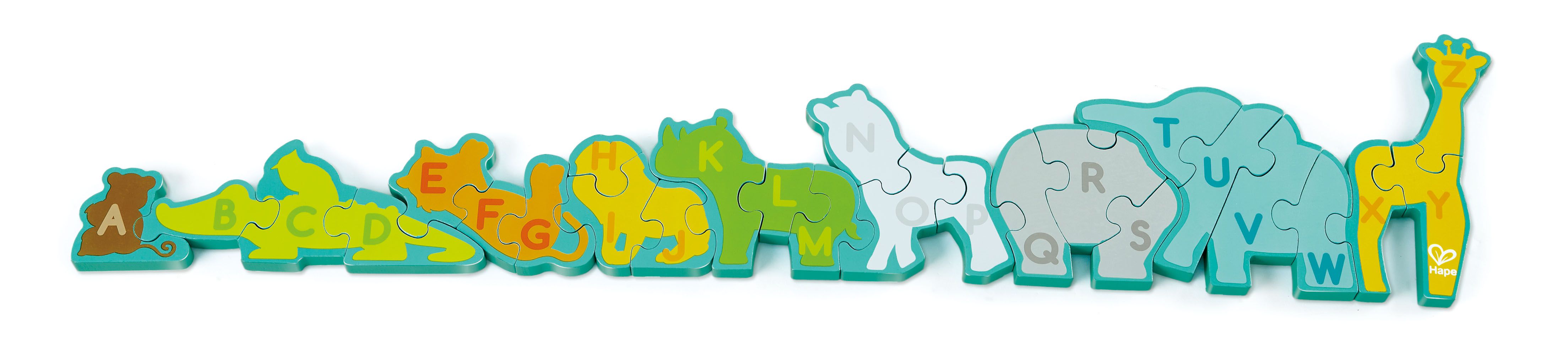 德國 Hape - 字母與野生動物立體拼圖-26pcs