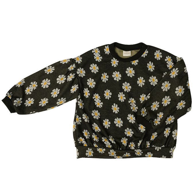 akachan honpo - 長袖休閒上衣-小花圖案緹花-黑色