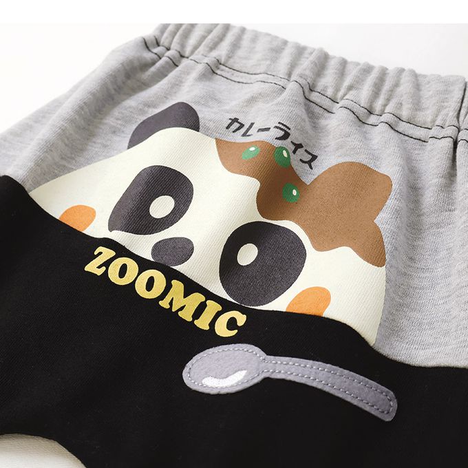 日本 ZOOLAND - 背後療癒熊臉合身長褲-療癒咖哩飯-黑