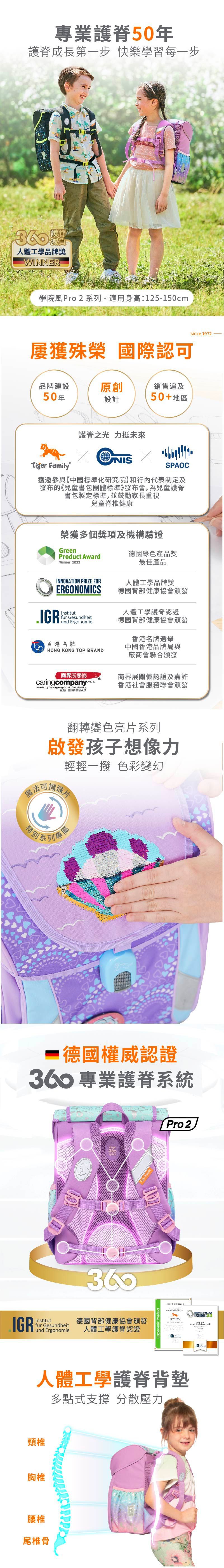 Tiger Family - 學院風超輕量護脊書包-草莓甜心(亮片款Pro 2)