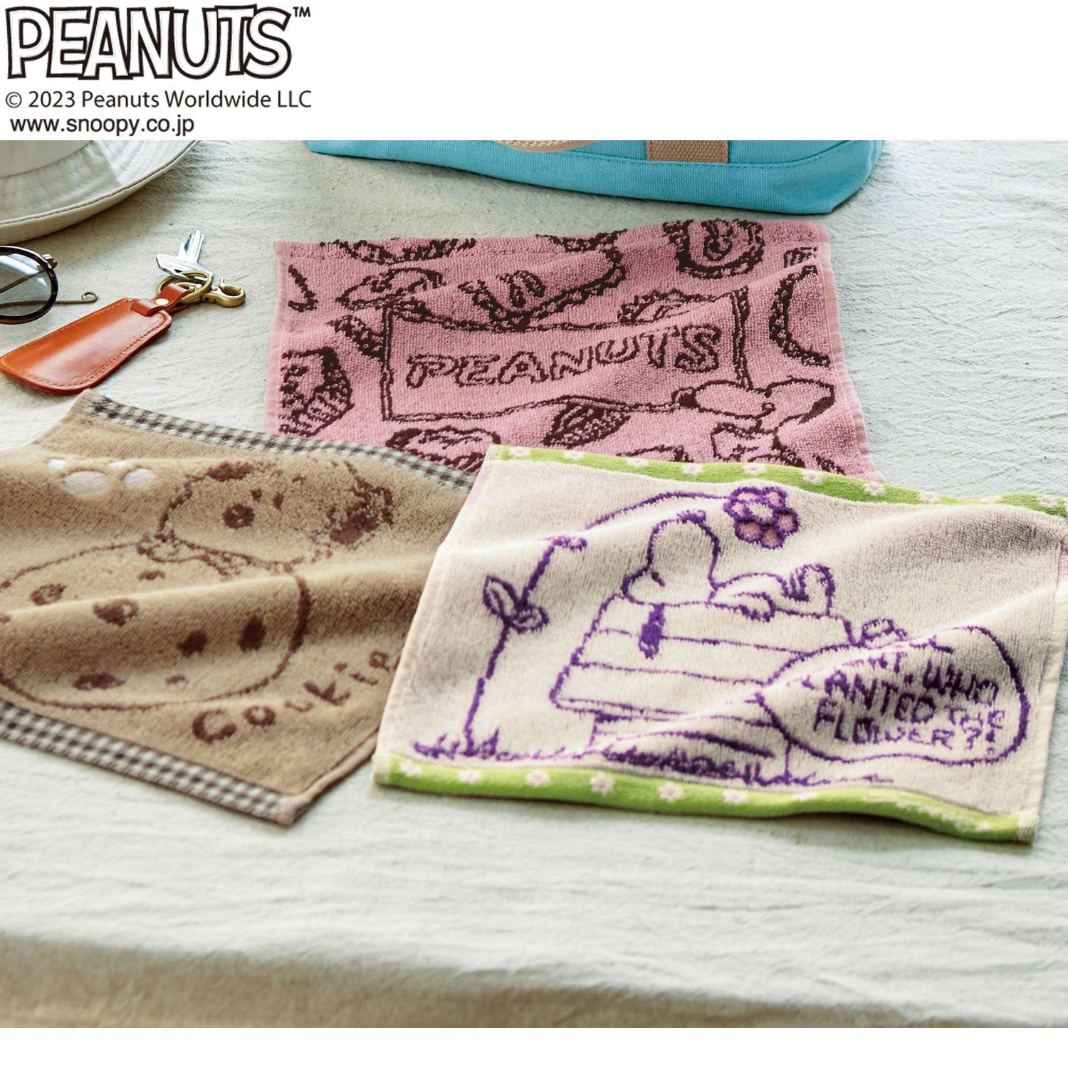 日本千趣會 - SNOOPY 抗菌加工純棉小手帕-莎莉晚安-粉紅 (25×25cm)