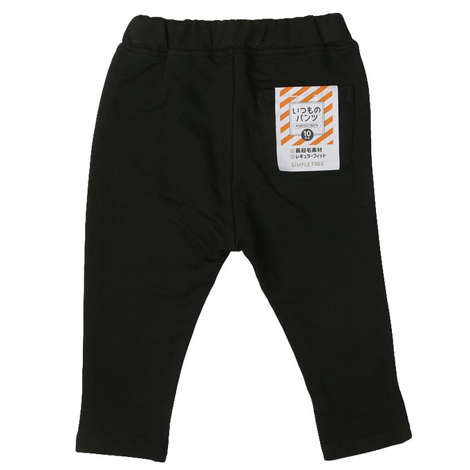 akachan honpo - 10分長經典褲 裏起毛-一般合身款-黑色